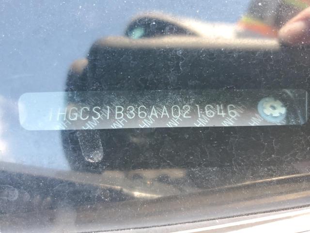 1HGCS1B36AA021646 - 2010 HONDA ACCORD LX Қара фото 12