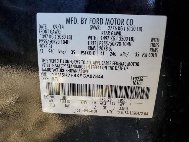 1FM5K7F8XFGA87844 - 2015 FORD EXPLORER LIMITED შავი ფოტო 13