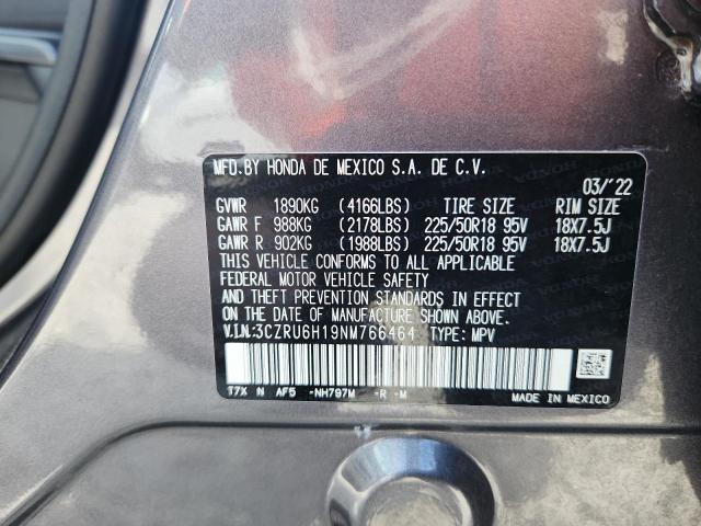 3CZRU6H19NM766464 - 2022 HONDA HR-V SPORT 灰色 照片 13
