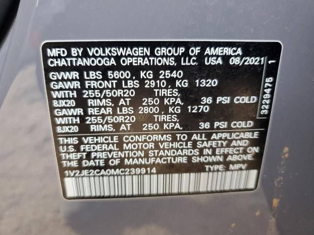 1V2JE2CA0MC239914 - 2021 VOLKSWAGEN ATLAS CROS SE GRAY photo 12