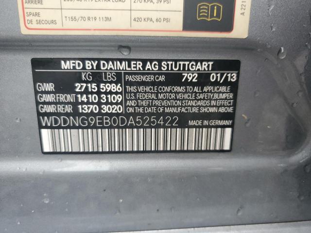 WDDNG9EB0DA525422 - 2013 MERCEDES-BENZ S 550 4MATIC GRAY photo 12