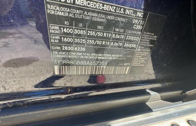 4JGBB8GB8BA657355 - 2011 MERCEDES-BENZ ML 350 4MATIC BLUE photo 10