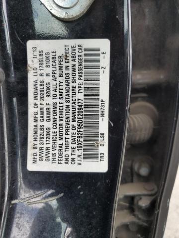 19XFB2F95DE209477 - 2013 HONDA CIVIC EXL BLACK photo 12