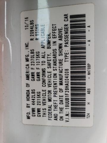 19UUB1F39HA004008 - 2017 ACURA TLX WHITE photo 12