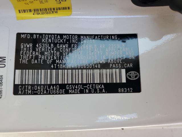 4T1BK3EK5BU630148 - 2011 TOYOTA CAMRY SE WHITE photo 12