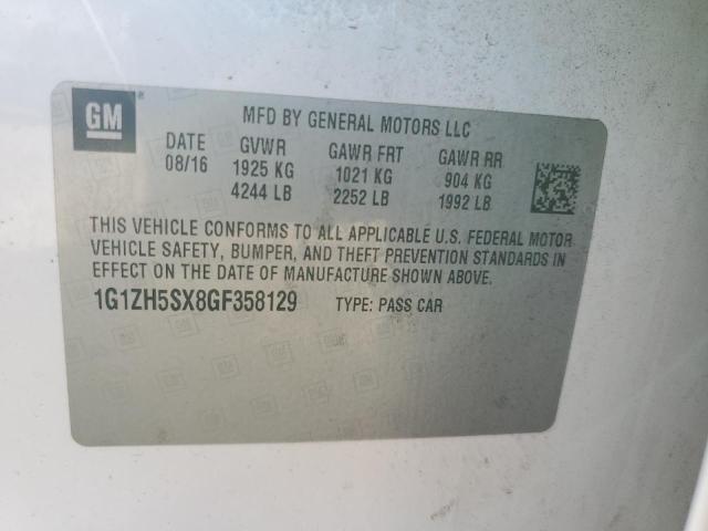 1G1ZH5SX8GF358129 - 2016 CHEVROLET MALIBU PREMIER WHITE photo 12