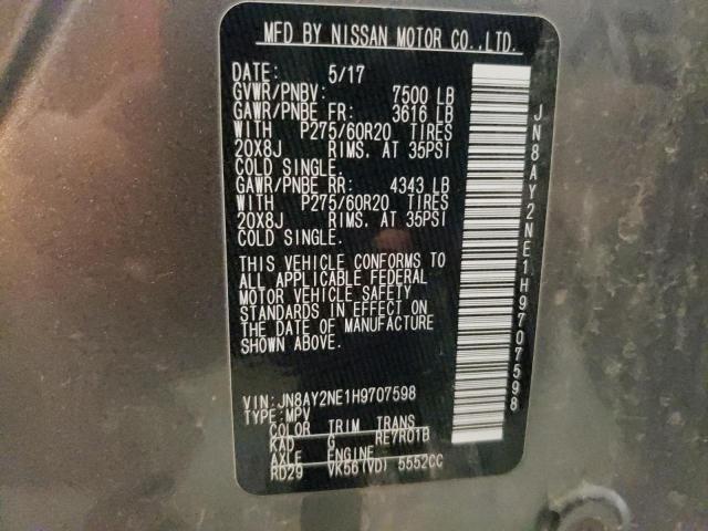 JN8AY2NE1H9707598 - 2017 NISSAN ARMADA PLATINUM GRAY photo 13