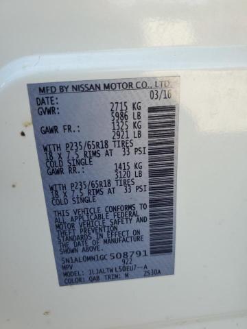 5N1AL0MN1GC508791 - 2016 INFINITI QX60 WHITE photo 13