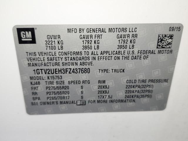 1GTV2UEH3FZ437680 - 2015 GMC SIERRA K1500 SLE WHITE photo 12