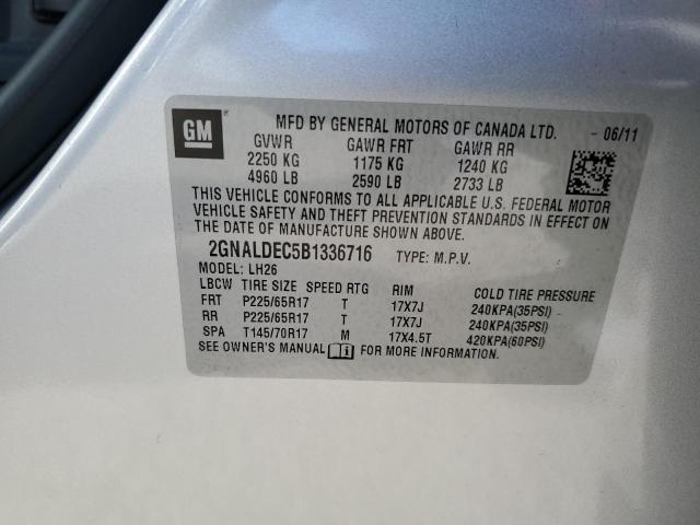 2GNALDEC5B1336716 - 2011 CHEVROLET EQUINOX LT SILVER photo 12