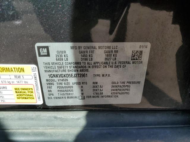 1GNKVGKD5EJ272961 - 2014 CHEVROLET TRAVERSE LT GRAY photo 13