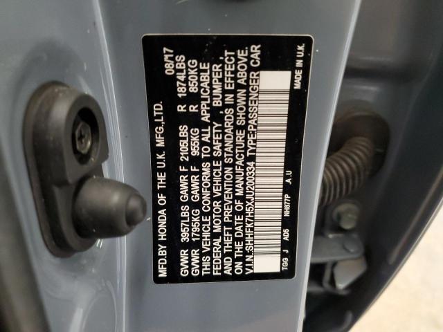 SHHFK7H5XJU200334 - 2018 HONDA CIVIC EX GRAY photo 13