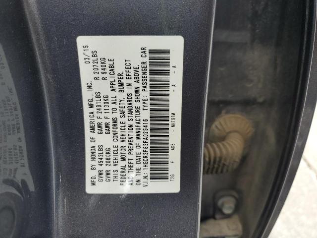 1HGCR3F83FA025416 - 2015 HONDA ACCORD EXL GRAY photo 12