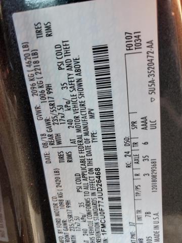 1FMCU0F77JUD26468 - 2018 FORD ESCAPE S GRAY photo 14