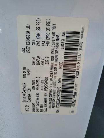 1D7HE22KX7S261199 - 2007 DODGE DAKOTA ST Սպիտակ լուսանկար 12