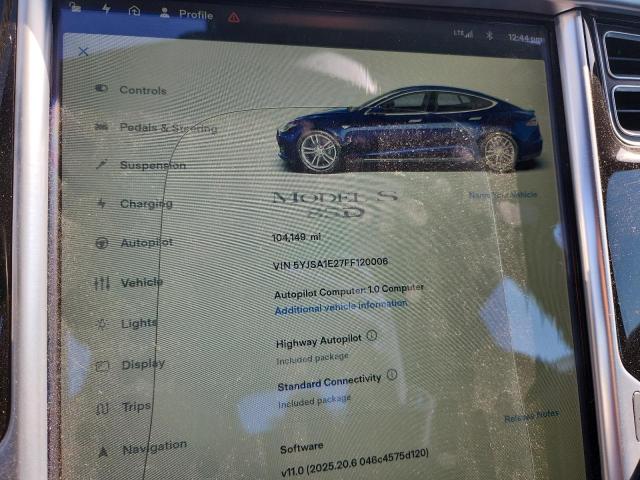 5YJSA1E27FF120006 - 2015 TESLA MODEL S BLUE photo 9