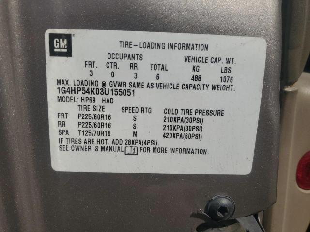 1G4HP54K03U155051 - 2003 BUICK LESABRE CUSTOM 金色 照片 12