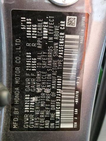 JHMFC1F37JX018897 - 2018 HONDA CIVIC EX Gris foto 13