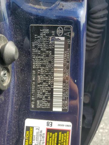 2T1BU4EEXBC692270 - 2011 TOYOTA COROLLA BASE BLUE photo 12