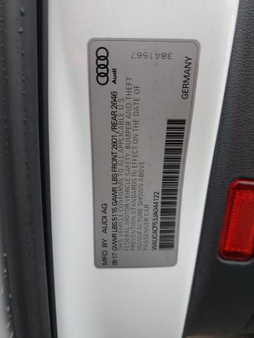 WAUC4CF53JA044122 - 2018 AUDI S5 PRESTIGE WHITE photo 12