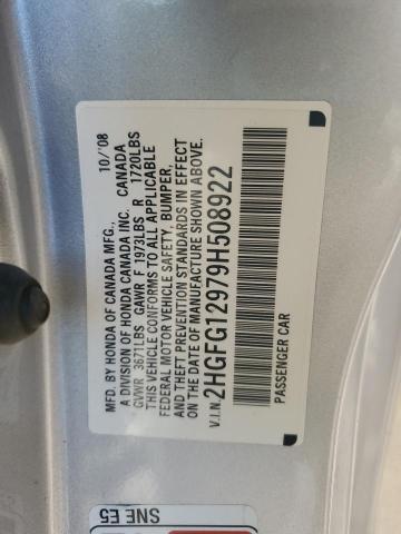 2HGFG12979H508922 - 2009 HONDA CIVIC EXL SILVER photo 13