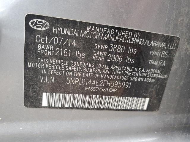 5NPDH4AE2FH595991 - 2015 HYUNDAI ELANTRA SE GRAY photo 12