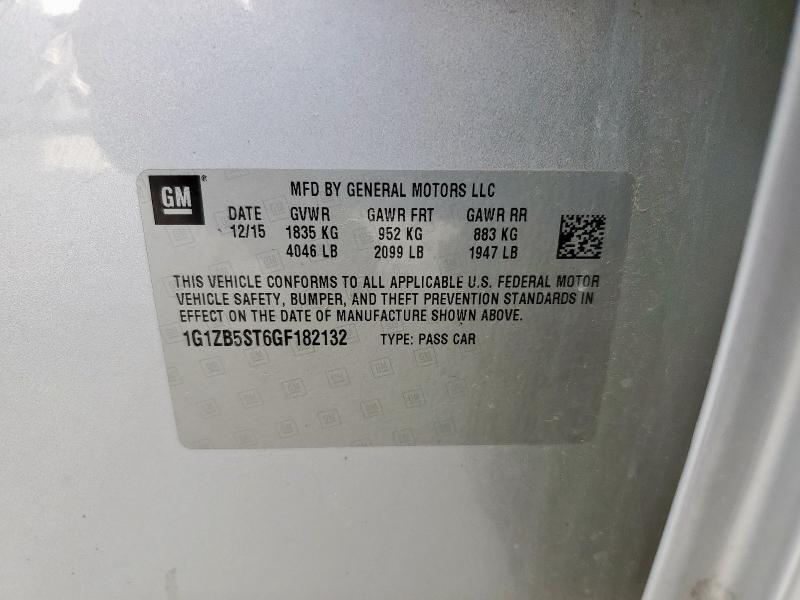 1G1ZB5ST6GF182132 - 2016 CHEVROLET MALIBU LS GRAY photo 12