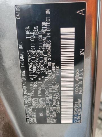 5TBBT44125S469260 - 2005 TOYOTA TUNDRA ACCESS CAB SR5 GRAY photo 12