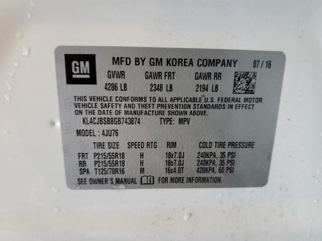 KL4CJBSB8GB743874 - 2016 BUICK ENCORE CONVENIENCE 白色 照片 13