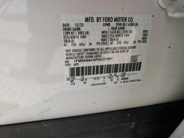 1FM5K8AC0PGC21991 - 2023 FORD EXPLORER POLICE INTERCEPTOR 白色 照片 13