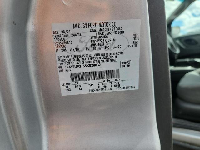 1FMYU93155KB28032 - 2005 FORD ESCAPE XLT SILVER photo 12