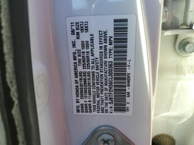 5J6TF2H56CL000363 - 2012 HONDA CROSSTOUR EXL თეთრი ფოტო 13