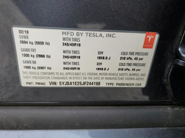 5YJSA1E25JF244168 - 2018 TESLA MODEL S BLACK photo 13