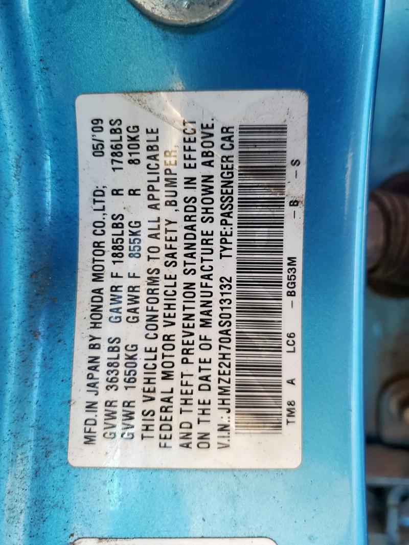 JHMZE2H70AS013132 - 2010 HONDA INSIGHT EX BLUE photo 13