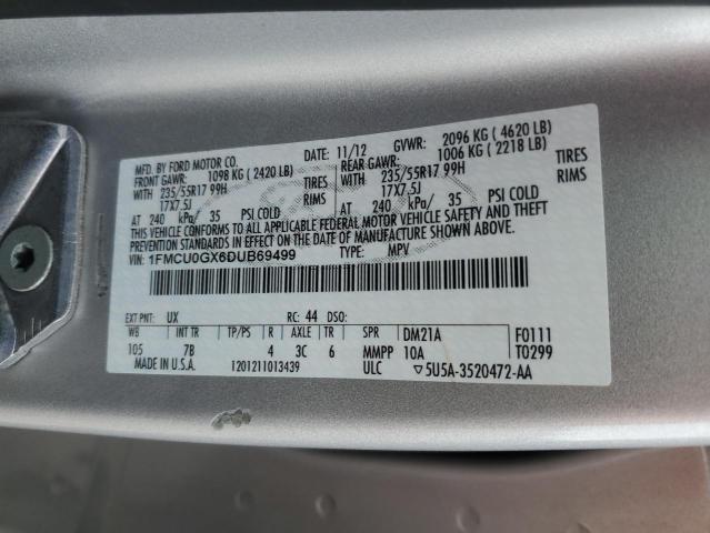 1FMCU0GX6DUB69499 - 2013 FORD ESCAPE SE SILVER photo 13