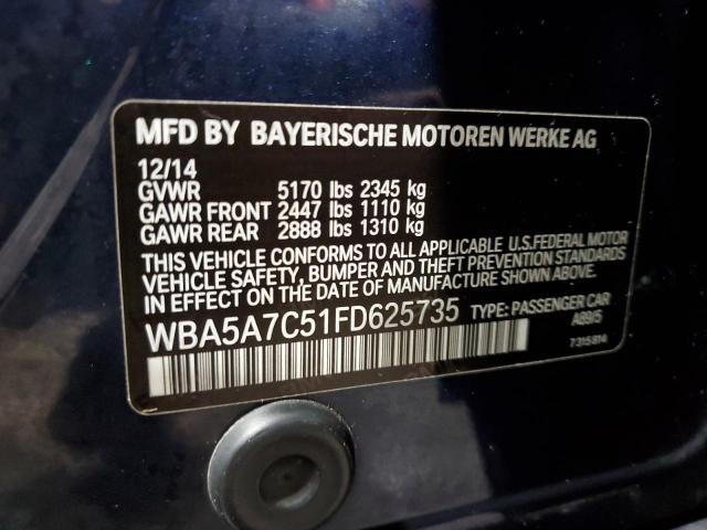 WBA5A7C51FD625735 - 2015 BMW 528 XI BLUE photo 13