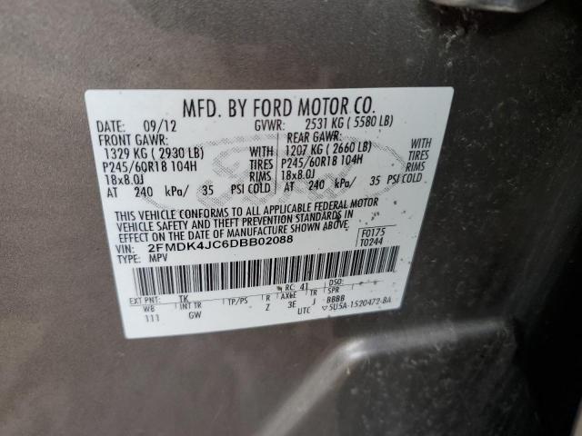 2FMDK4JC6DBB02088 - 2013 FORD EDGE SEL TAN photo 13