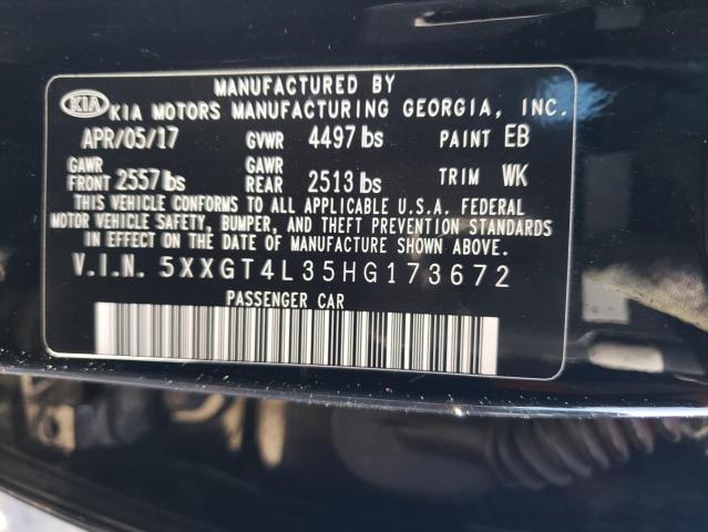 5XXGT4L35HG173672 - 2017 KIA OPTIMA LX BLACK photo 12