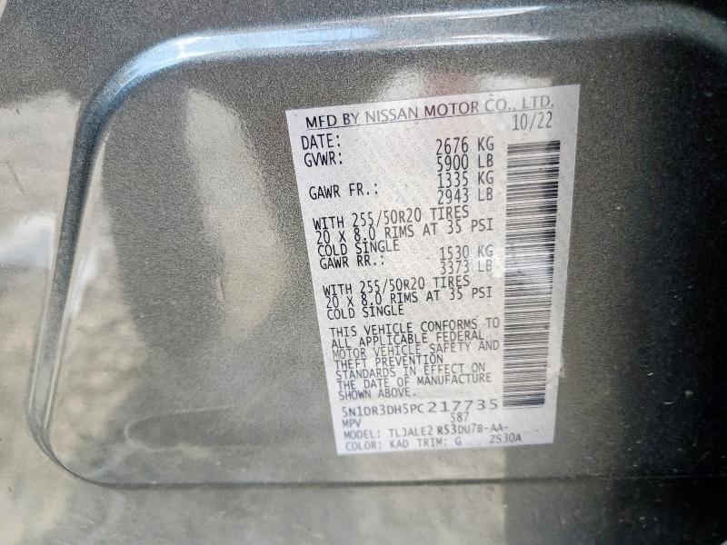 5N1DR3DH5PC217735 - 2023 NISSAN PATHFINDER PLATINUM Boz foto 14