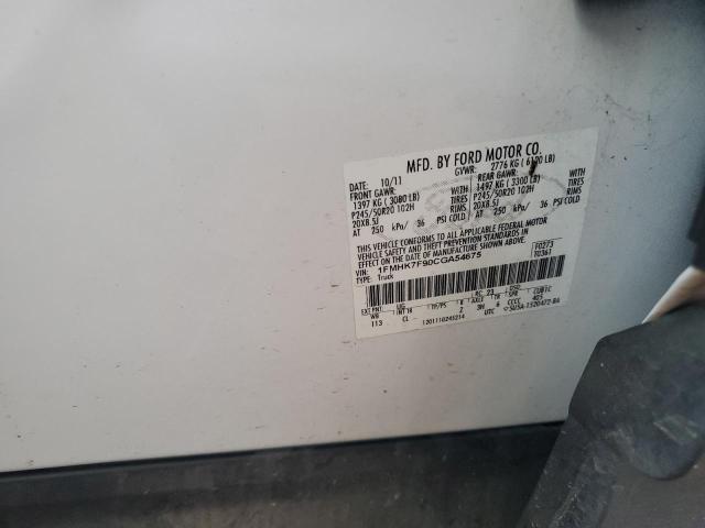 1FMHK7F90CGA54675 - 2012 FORD EXPLORER LIMITED WHITE photo 12