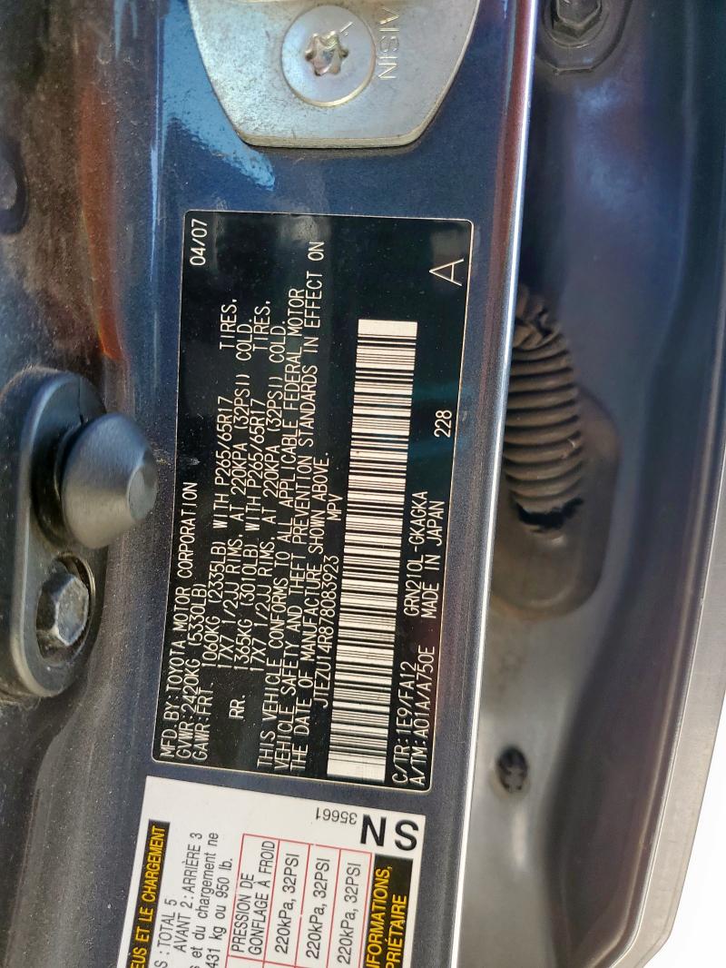 JTEZU14R878083923 - 2007 TOYOTA 4RUNNER SR5 Grafit foto 13