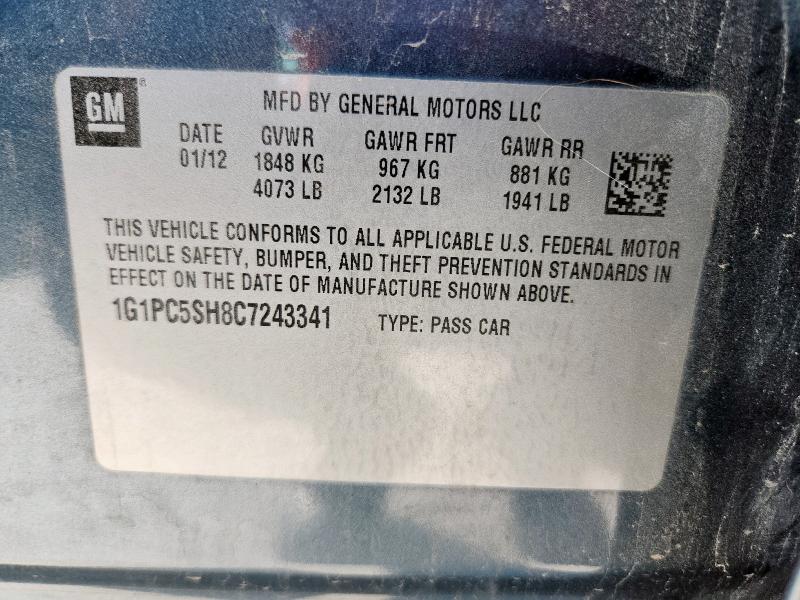 1G1PC5SH8C7243341 - 2012 CHEVROLET CRUZE LS 青绿色 照片 12