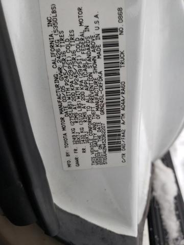 5TEUU42N45Z062207 - 2005 TOYOTA TACOMA ACCESS CAB თეთრი ფოტო 12