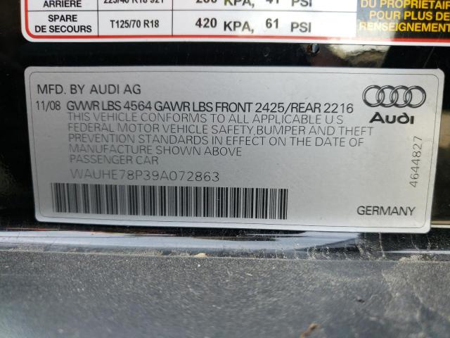 WAUHE78P39A072863 - 2009 AUDI A3 2.0T BLACK photo 13