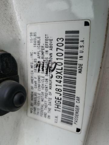 1HGEJ8149XL010703 - 1999 HONDA CIVIC EX WHITE photo 12