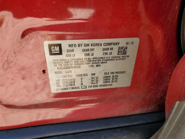 KL4CJCSB3FB187543 - 2015 BUICK ENCORE RED photo 12