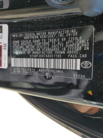 4T4BF3EK7AR051199 - 2010 TOYOTA CAMRY BASE BLACK photo 12