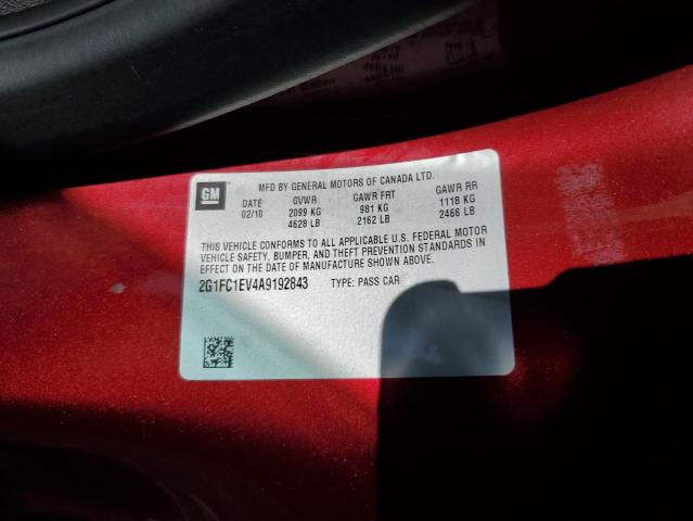 2G1FC1EV4A9192843 - 2010 CHEVROLET CAMARO LT RED photo 12