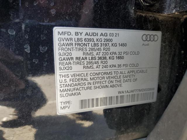 WA1AJAF77MD033968 - 2021 AUDI Q7 PREMIUM BLACK photo 14