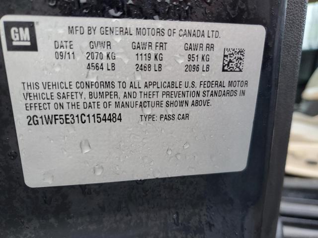 2G1WF5E31C1154484 - 2012 CHEVROLET IMPALA LS BLACK photo 12